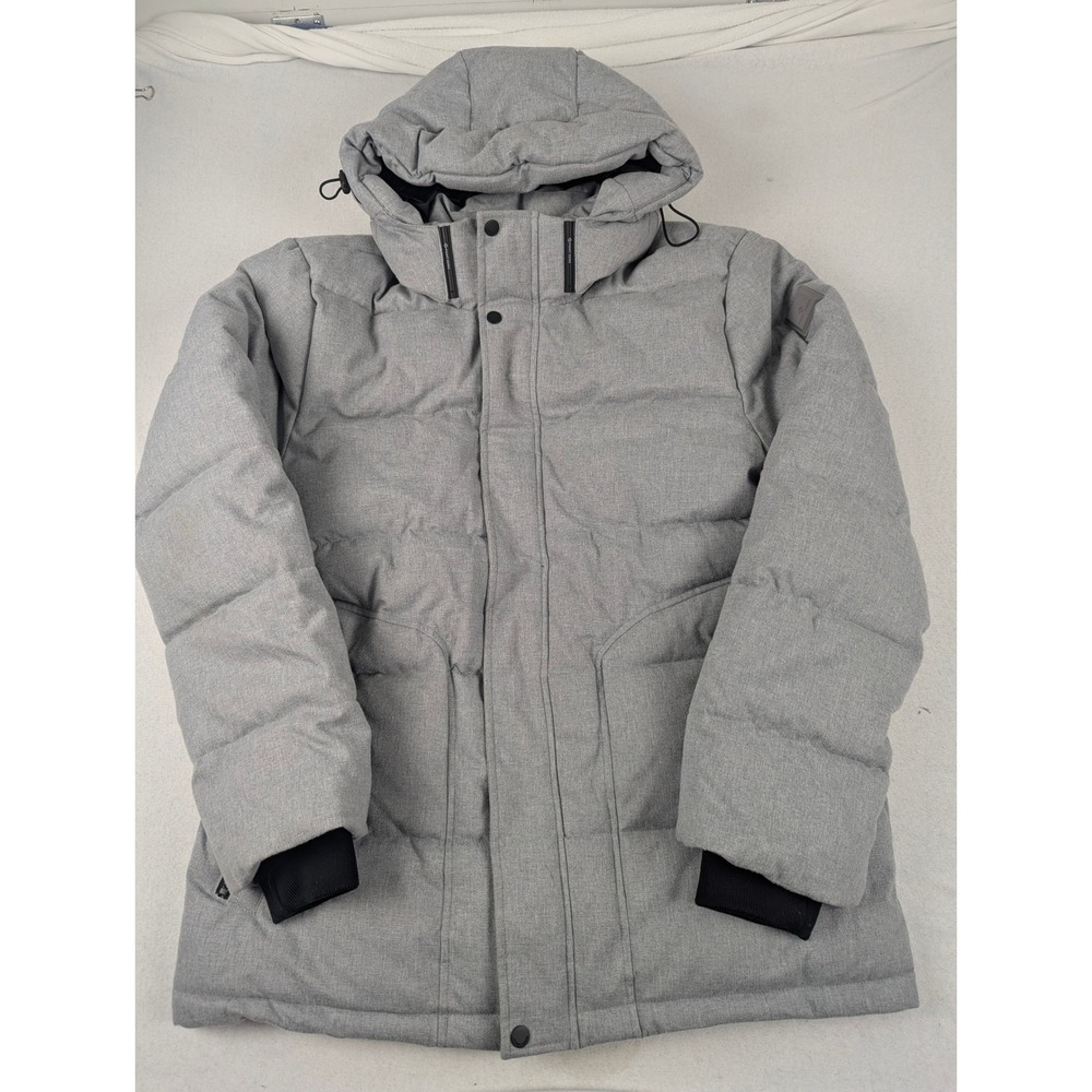 Point Zero Performance Mens Gray Winter Parka Hooded Puffer Jacket XL Heat Tech